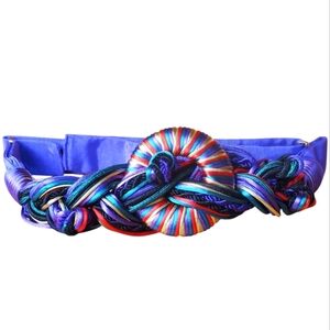 80s Vintage Colorful Braided Women's Belt. Velcro Adustable. OS